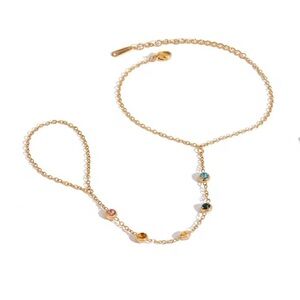 18K Gold Plated Multicolor Gemstone Hand Chain